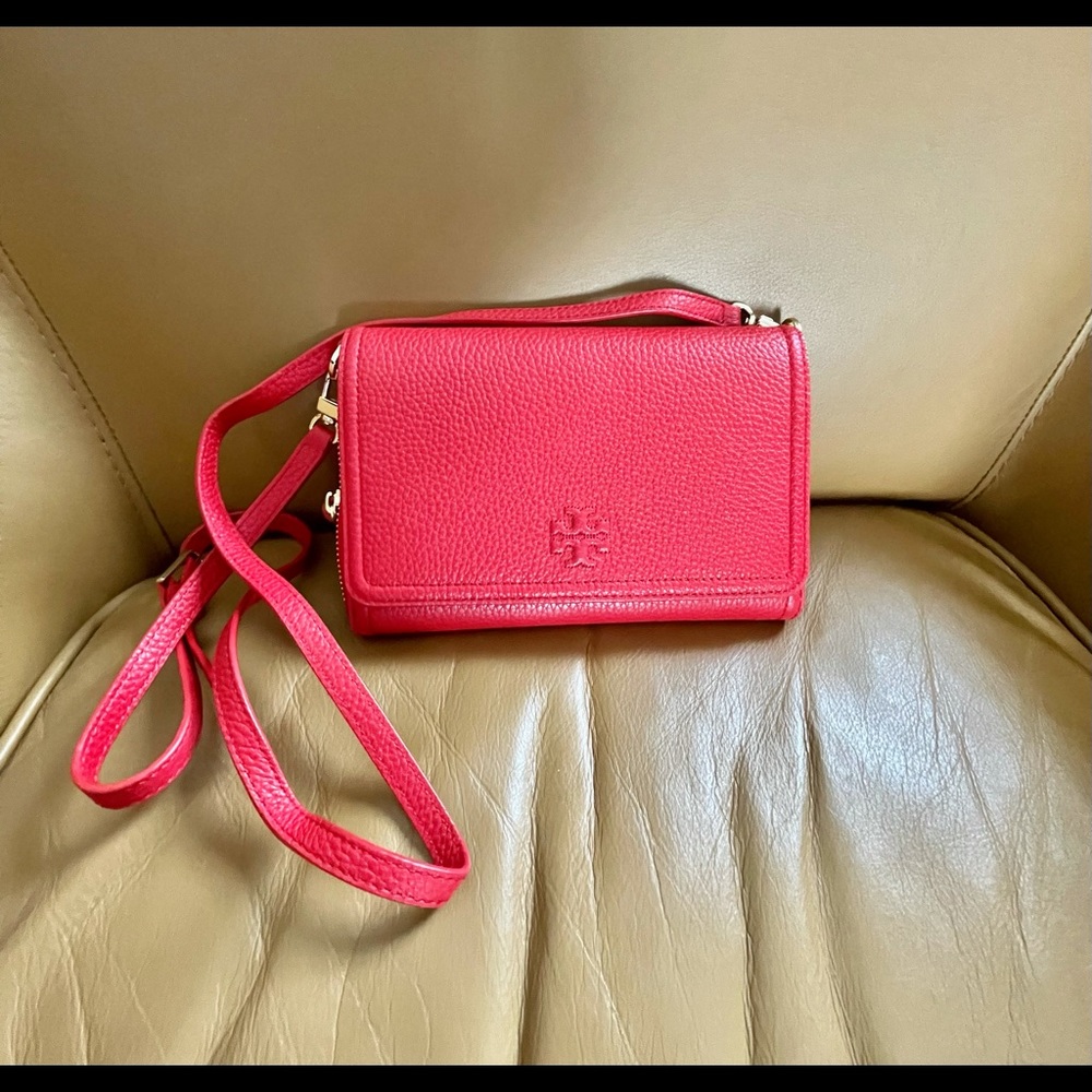 Tory Burch Thea  Red Leather Cross Body Bag